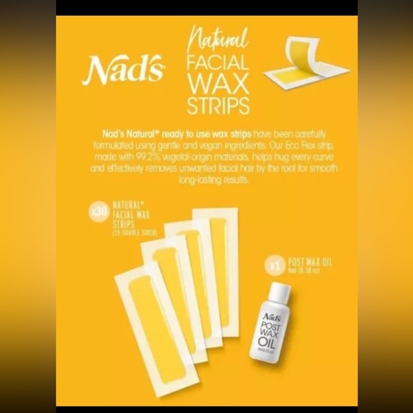 Nad's Natural Facial Wax Strips For Hair Removal Vegan 30ct Easy To Use - Picture 2 of 5